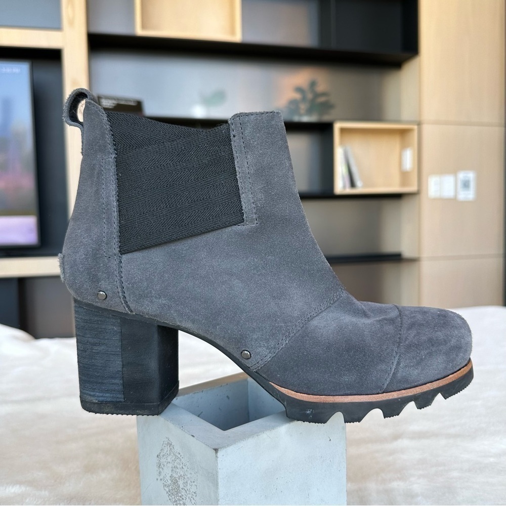 Sorel Addington 260 mm Chelsea Gray Stacked Suede Leather Boots EU 39.5 US 9 - Picture 7 of 16
